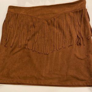 Vestique Suede Fringe Skirt